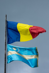 Bistrita,Romania,, romanian flag in the wind