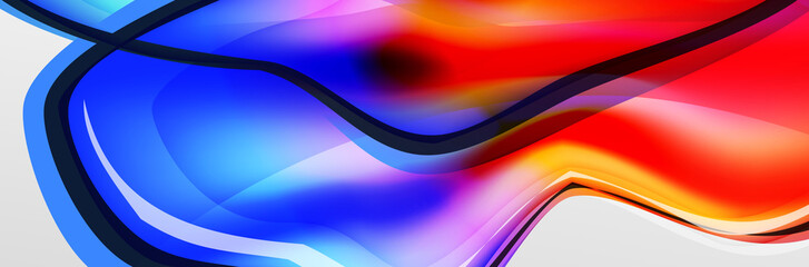 Vector abstract background, flowing liquid style bubble with metallic, color quicksilver chrome texture and color glow effects
