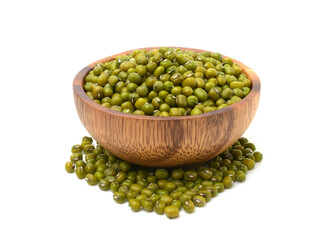 Close up,Mung bean seed (Green bean) isolated on white background.