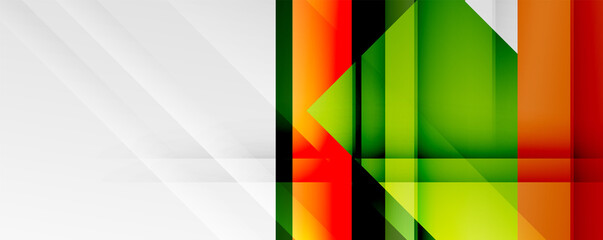 Geometric abstract backgrounds with shadow lines, modern forms, rectangles, squares and fluid gradients. Bright colorful stripes cool backdrops