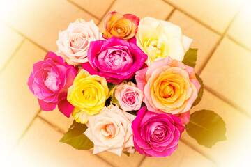 Colorful bouquet of assorted roses