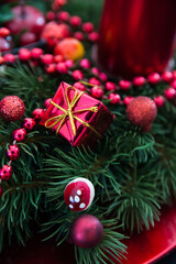 Cristmas red decoration with present.