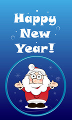 Vector blank for a New Year's card; santa claus wishes a happy new year, happy winter holidays, template for creativity, print.