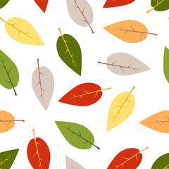 Seamless patterns. Autumn leaves. Bright trees. A set of flowers. Simple flat illustration. Suitable for web designs, fabric prints, books, wallpapers, magazines, wrapping paper, decor.