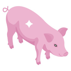 
Farm pig icon in isometric design 

