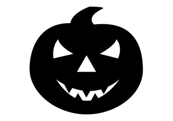 Icono de calabaza de Halloween en negro sobre fondo blanco