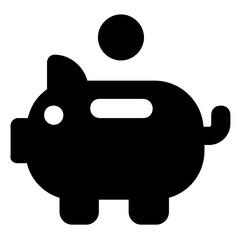 
Piggy bank in modern filled style, saving or accumulation of money 
