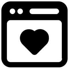 
Favorite website icon design, heart inside webpage 
