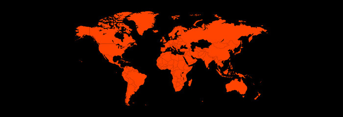  Orange world map on black background