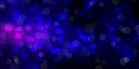 Dark Pink, Blue vector background with bubbles. Illustration with set of shining colorful abstract spheres. Pattern for business ads.