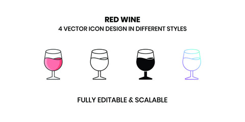 Red Wine Vector illustration icons in different style