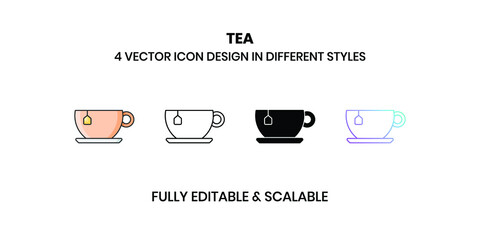 Tea cup Vector illustration icons in different style
