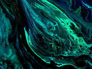 Green marble and gold abstract background texture. Abstract marbling with natural luxury style lines of marble and gold powder. Vector