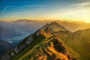 Speer, Höchster Nagelfluh Berg von Europa, schöne Abendstimmung mit Sicht au den Federigrat,...