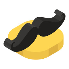
A facial hairs icon, mustache vector in isometric design 

