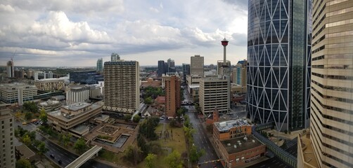 downtown Calgary after a rainy afternoon