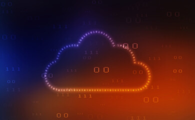2d illustration of Cloud computing, Cloud Computing Concept, Cloud computing technology internet concept background
