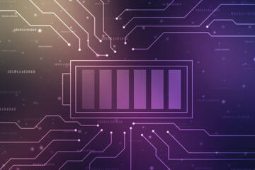 Battery Icon in digital background, battery supply Concept Background, Energy Efficiency Concept, Power and Energy background