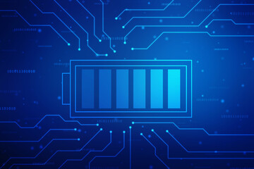 Battery Icon in digital background, battery supply Concept Background, Energy Efficiency Concept, Power and Energy background