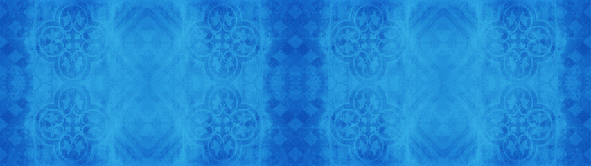 Old abstract blue vintage shabby patchwork motif tiles stone concrete cement wall texture wallpaper...