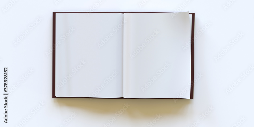 Wall mural opened book with blank white pages.