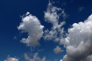 White clouds like cotton in the blue sky