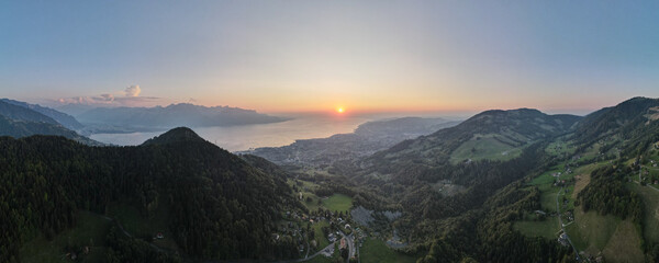 Amazing panorama above the alps and the Swiss riviera. 