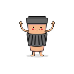 Cute coffee cup cartoon character