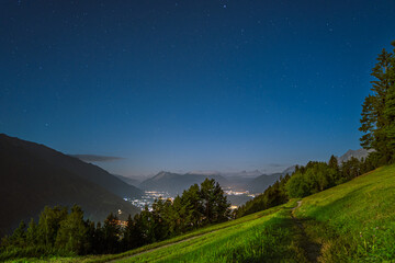 Obraz premium Landscape with Starry Sky over The Mountains