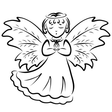 cute praying angel with wings like a butterfly