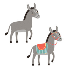 Donkeys. Vector farm animals