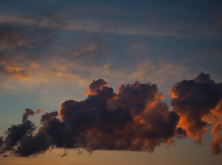cloudy and colorful sky with sunset