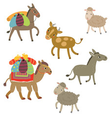 
Vector animals, camel, donkey and others