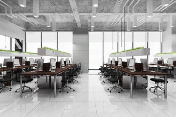 3d rendering business meeting and working room on office building