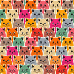 Cat seamless pattern. Vector background. Can be used for wallpaper, cover fills, web page background, surface textures, fabric