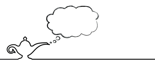 Magic lamp speech bubble smoke Vector Alladin oil lamp silhouette Abstract border from a smoke pulled out from genie magic lamp lantern fairytale cloud Alladins Tea pot Aladin genie as Arabian miracle