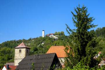 Fototapeta na wymiar Blick von Ziegenhain zum Jenaer Fuchsturm