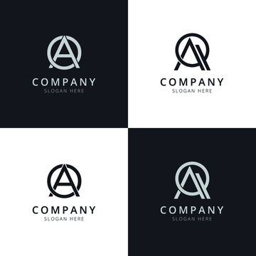AO AQ letter initial logo templates