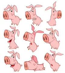 Türaufkleber Illustration eines niedlichen Cartoon-Charakter-Schweins für Sie Design und Computerspiel © liusa
