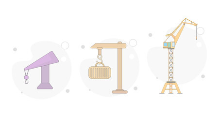 Construction crane vector flat illustration on white background