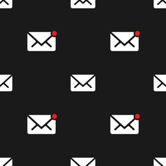 Email new message seamless pattern on black background mail document message correspondence