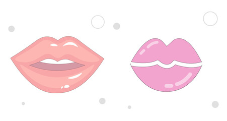 Lips vector flat illustration on white background. woman Lips kissing flat icon