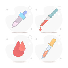 Pipette vector flat illustration on white background, blood drop