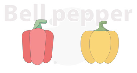 bell pepper red and yellow vector flat illustration on white background and red chili pepper