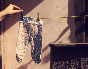 laundry drying on the clothesline