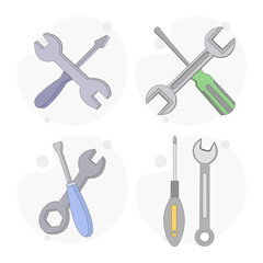service icon. repair, wrench, screwdriver vector flat illustration on white background