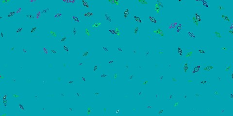 Light Pink, Green vector backdrop with woman's power symbols.