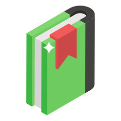 
A published document icon, isometric design of book 
