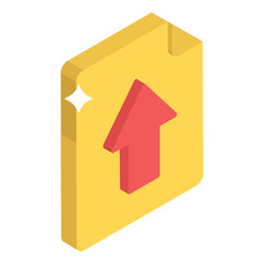 
Folded paper with upward arrow showing file upload icon
