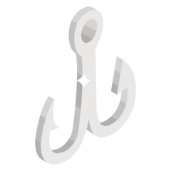 
Fishing hook icon in isometric design 
